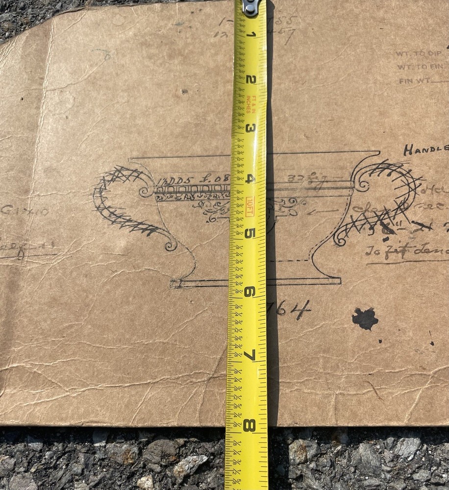 Antique Reed & Barton Co Silver Dish Prototype Blueprint Pattern Sketch Design