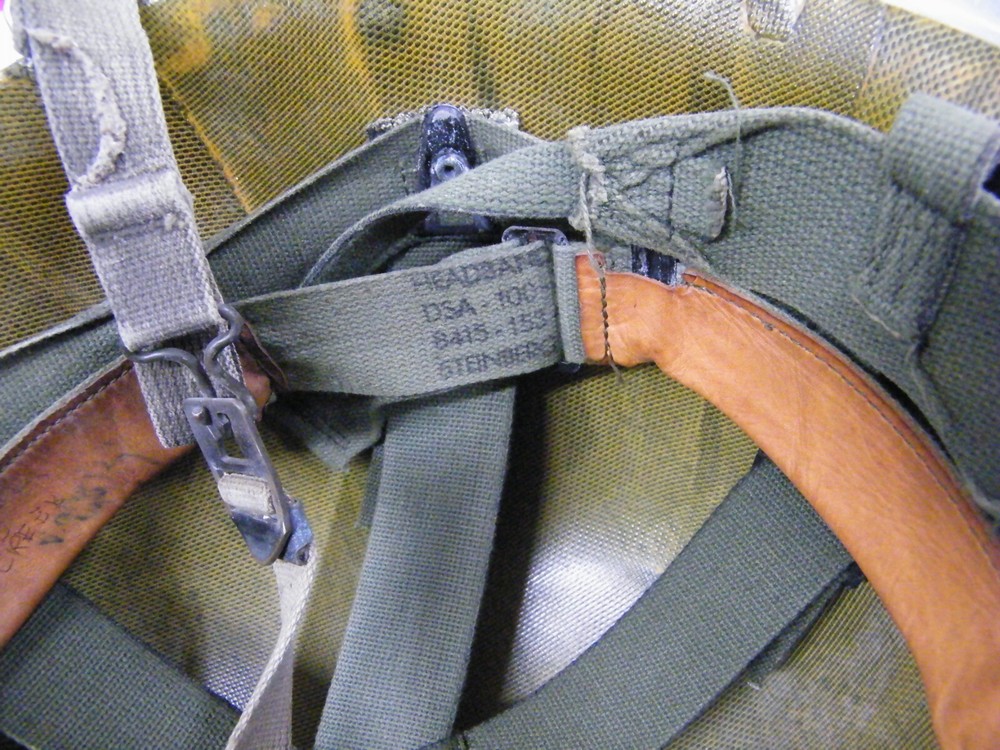 Vintage WWII Helmet & Turtle Shell Liner Front Seam