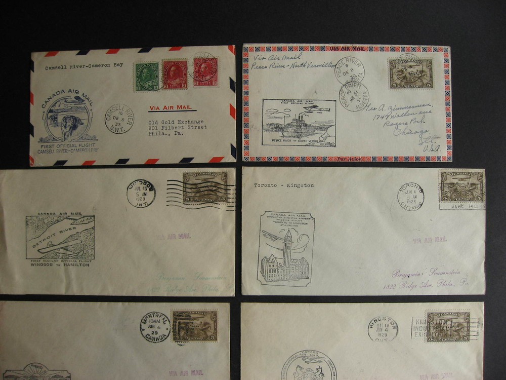 Canada 7 different FFC first flight covers 1929-33 era check them out!