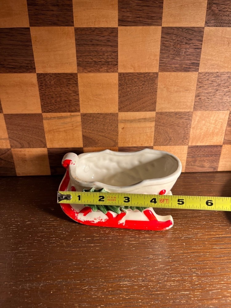 Sleigh Planter Candy Dish, chippy paint