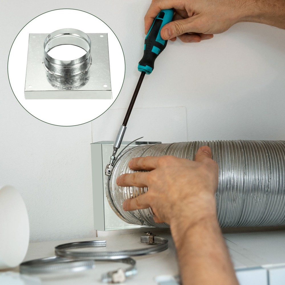 6" Square Galvanized Duct Connector Flange, Silver Tone