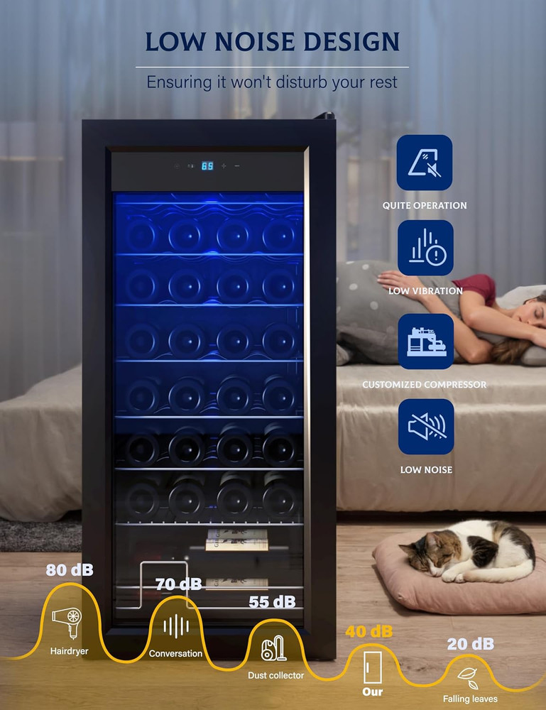 Wine Fridge, Compressor Wine Cooler Refrigerator, Beverage and Wine Refrigerator