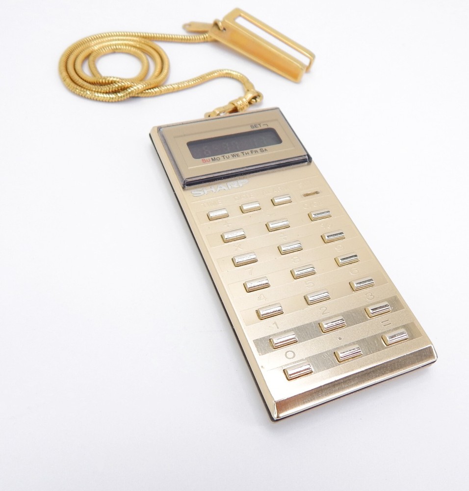SHARP CALCULATOR EL-8061 GOLD CLOCK ALARM POCKET
