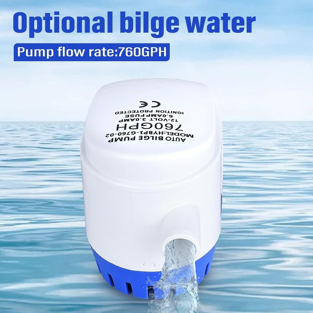 12V 760GPH Automatic Submersible Boat Bilge Water Pump Marine w/ Float Switch