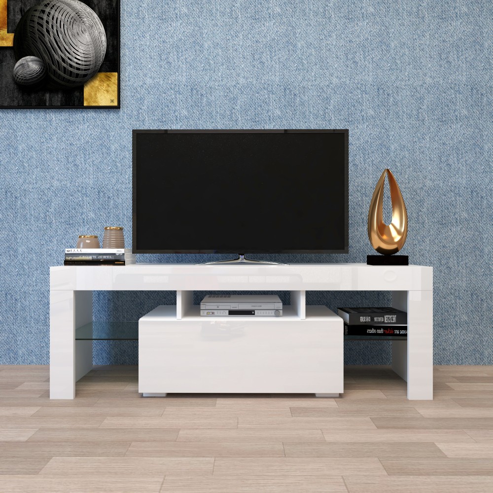 Extendable TV Stand Media Console for 80-89" TVs, Black w/ Storage
