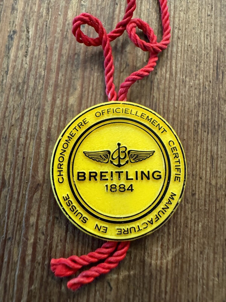 Breitling Watch Original Yellow Plastic Hang Swing Tag and Red String
