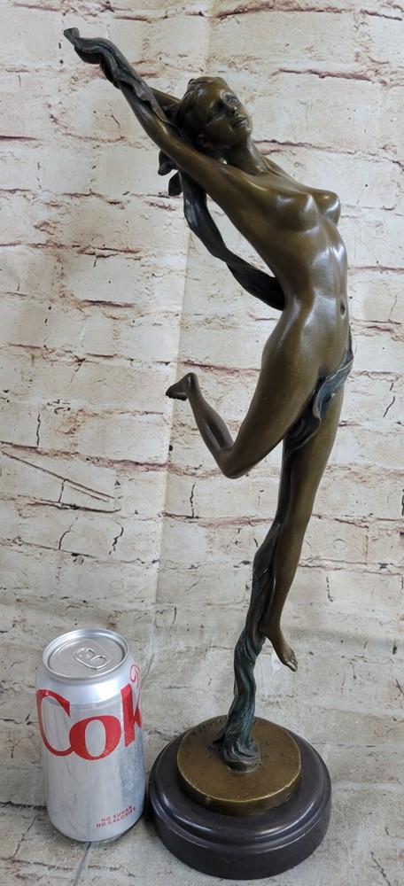 100% Solid Bronze Leap Dancer Sculpture Figurine Lost Wax Method Nude Artwork