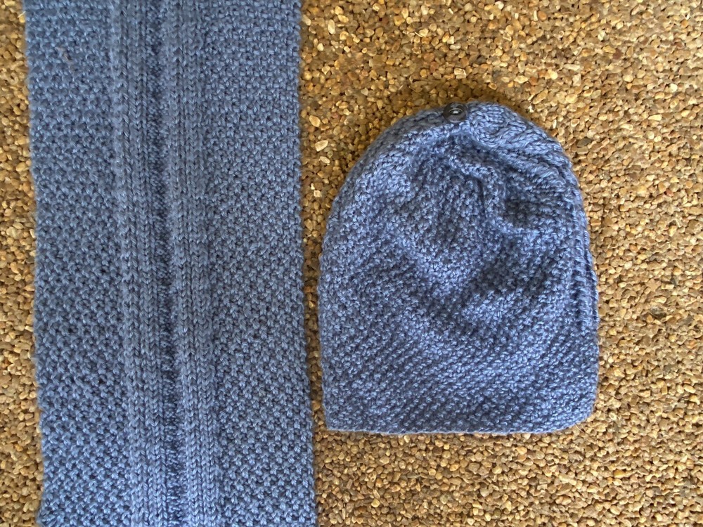 Handmade Hat & Scarf set -- Blue