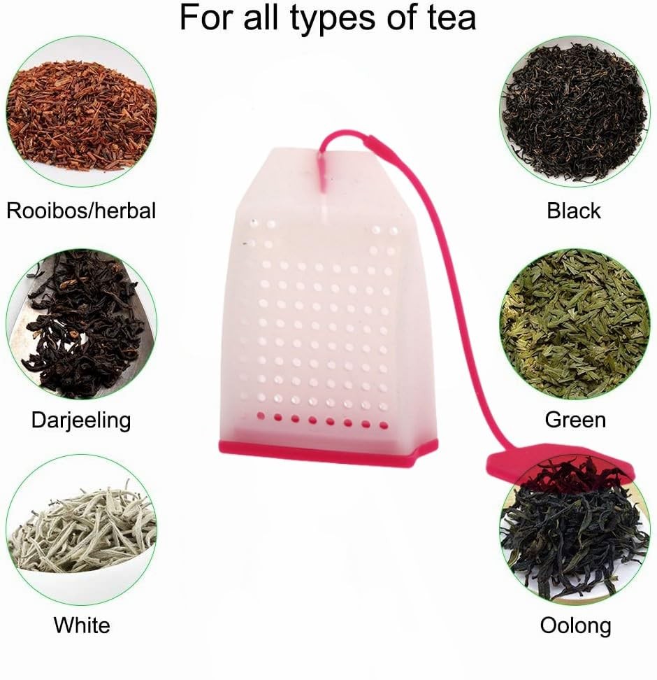 4 Pack Silicone Tea Infusers,Loose Leaf Tea Filter Bags Strainer with Long Ro...