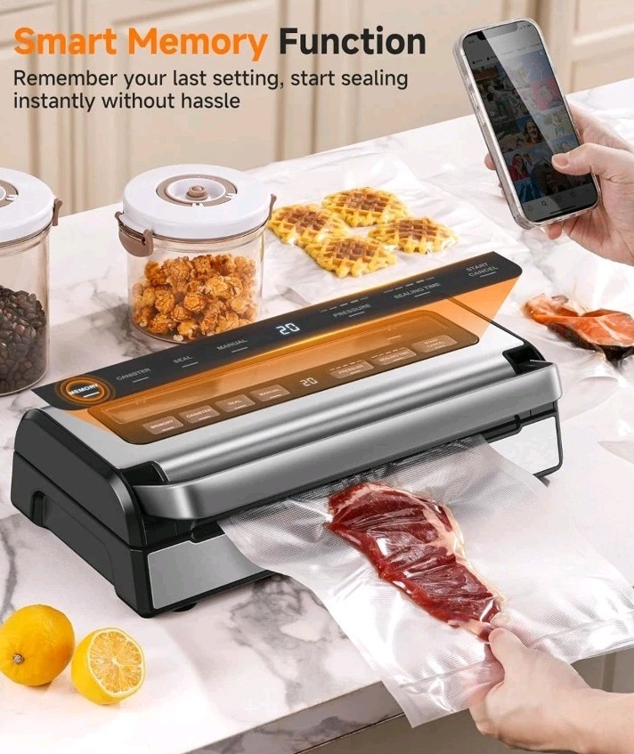 95KPa Automatic Vacuum Sealer with Built-in Cutter & Bag Rolls
