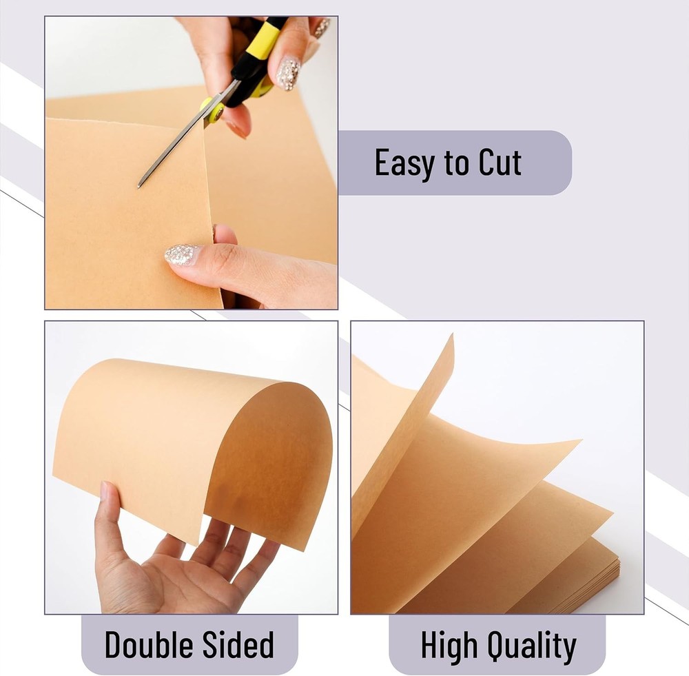 Durable Brown Craft Paper Sheets - 100 Count, 8.5 x 11 for Versatile Projects