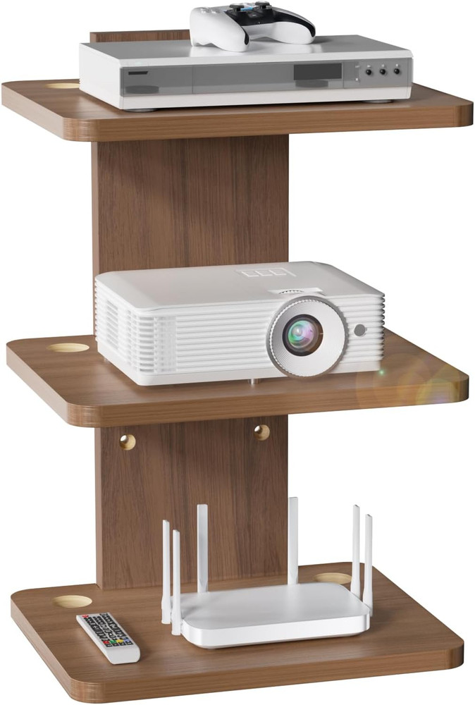 Floating TV Shelf Wall Mount Media Console 1 2 3 Tier Cable Adjustable Height