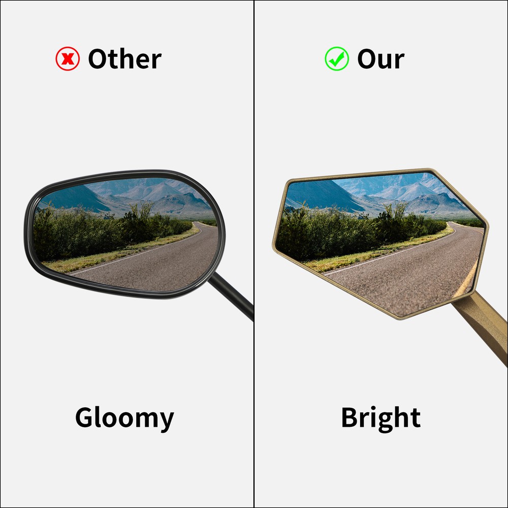 Gold Mirror Adjustable Right/Left Rearview Mirrors Fits For Harley
