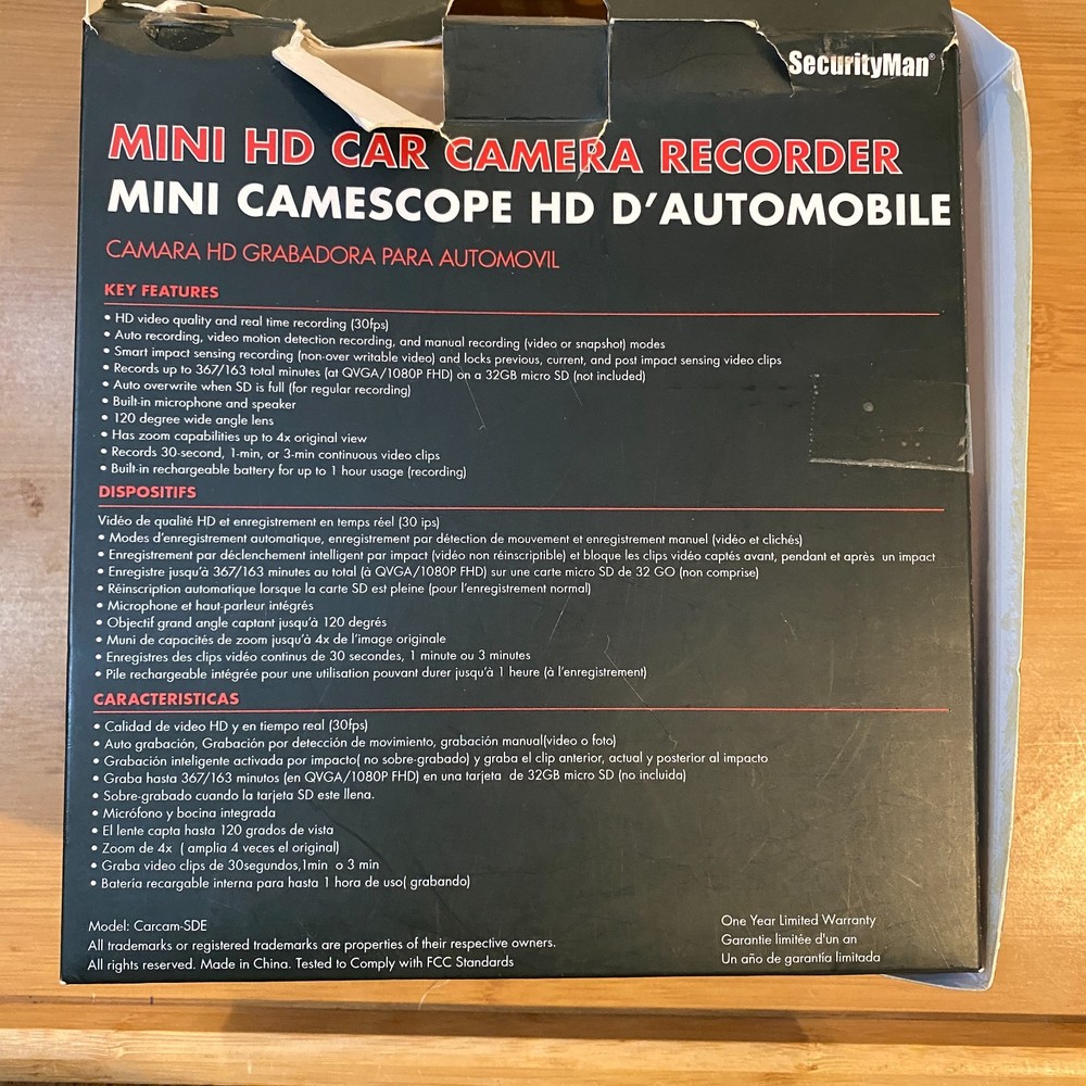 HD CAR CAMERA RECORDER BY SECURITYMAN