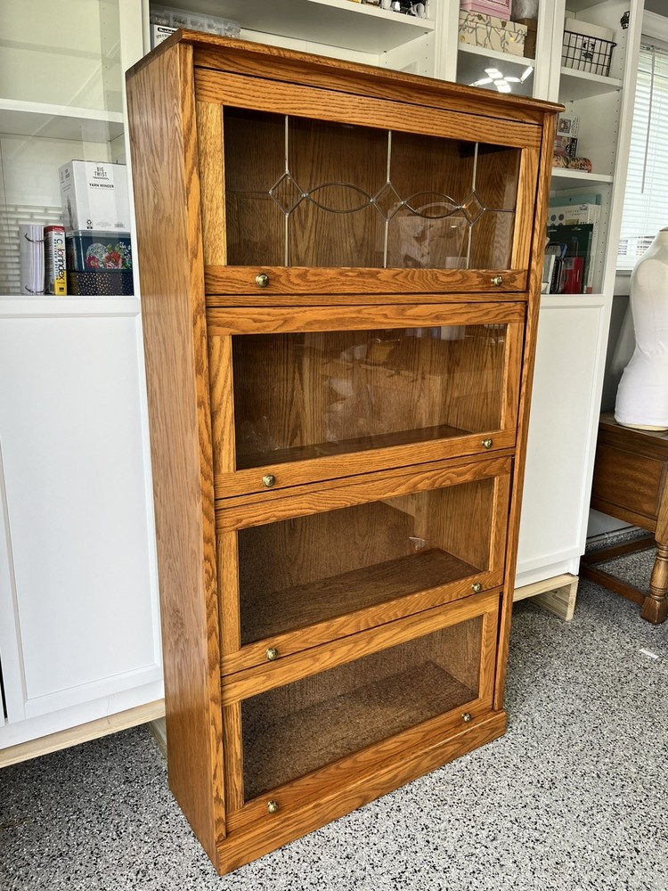 Antique Oak Four-Section Barrister Bookcase