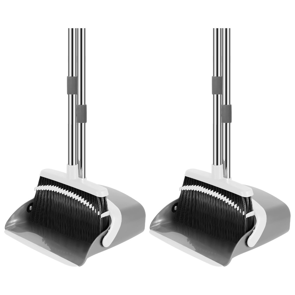 Broom and Dustpan Set, 52-in Long Adjustable Handle Broom Dustpan Combo with ...
