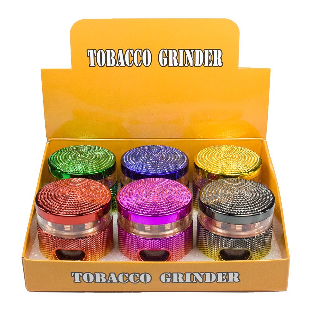 2.5" Shiny Herb spice Grinder 4 Layer with window Sharp Teeth & Storage Chamber