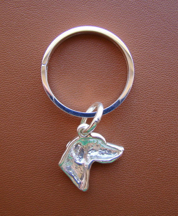 Sterling Silver German Shorthaired Pointer Large Head Key Ring