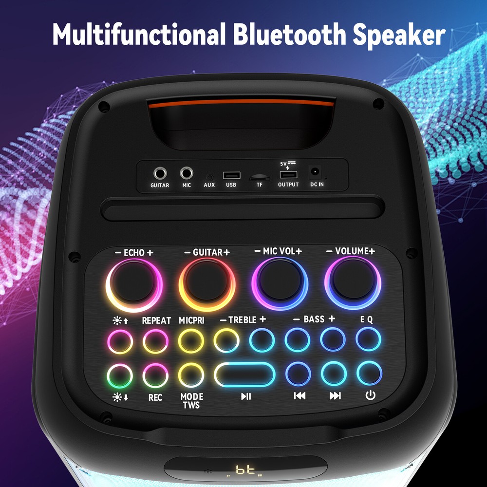 Bigger Powerful Bluetooth Speaker Party Speaker Karaoke Machine +2 Microphones