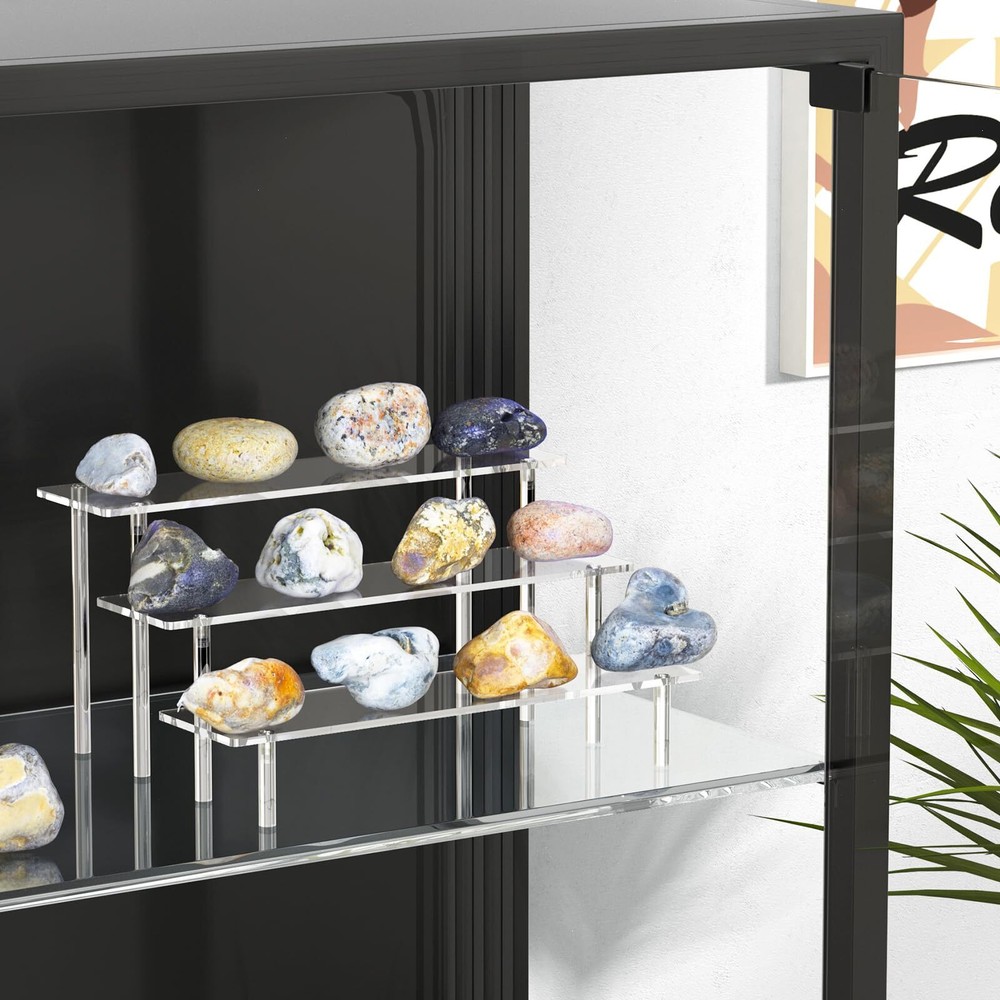 Acrylic Display Risers, 3 Tier Clear Perfume Organizer Stand, Large Shelf Riser