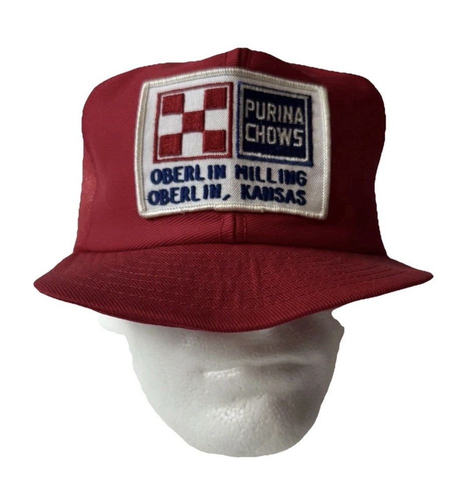 Purina Chows Red Mesh Snapback Hat Oberlin Milling Kansas Patch Hat