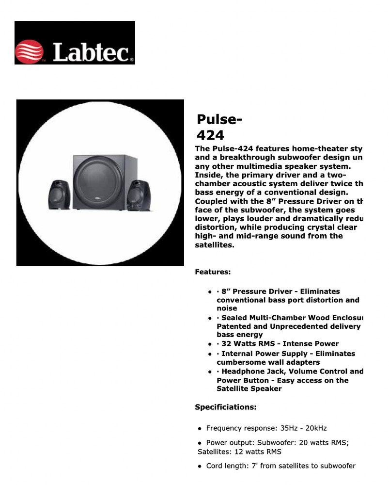Labtec Pulse 424 2.1 Multimedia/Desktop Stereo System, LCS-2424, Subwoofer