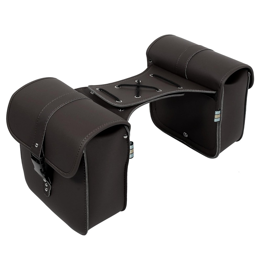 Pair Motorcycle Bag Side Bags Quick Release Buckles Dark Brown