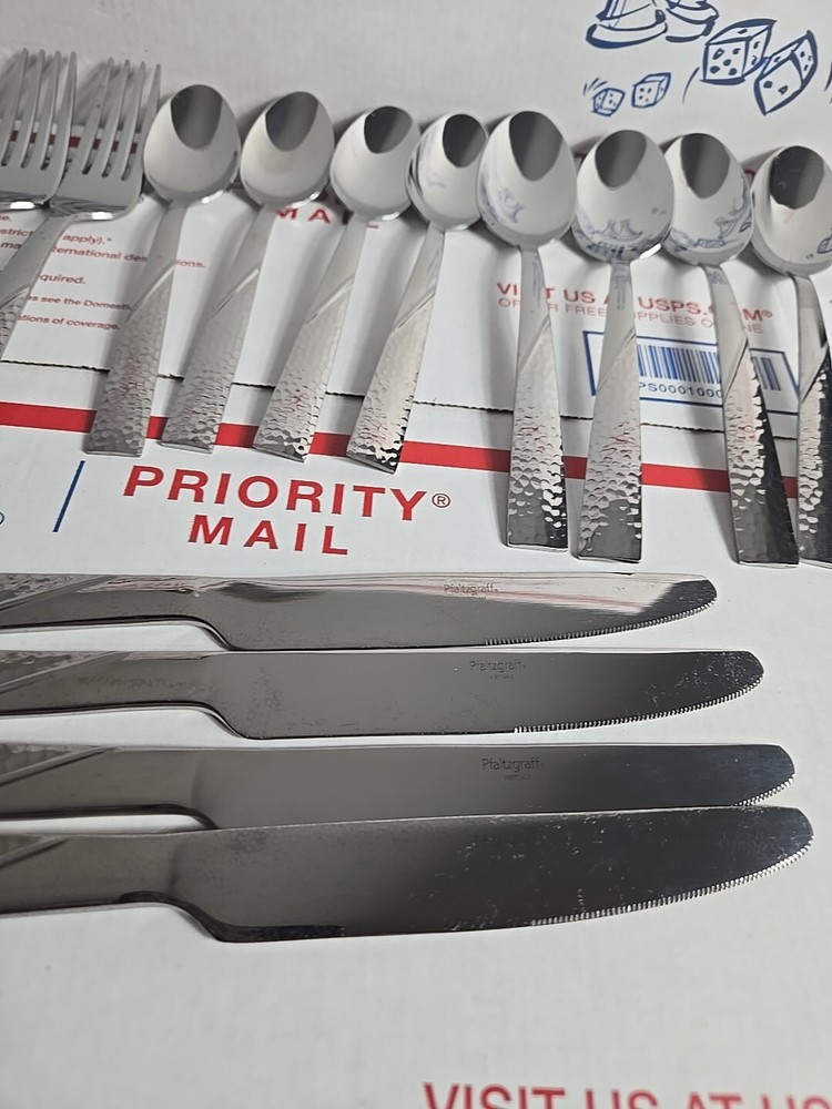 FLATWARE 19 pieces PFALTZGRAFF stainless LORING Hammered Flatware