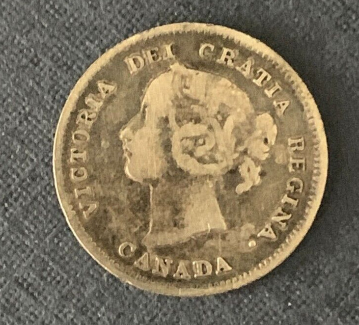 1900 Round O Canada 5 Cent Silver Coin - Toned VG