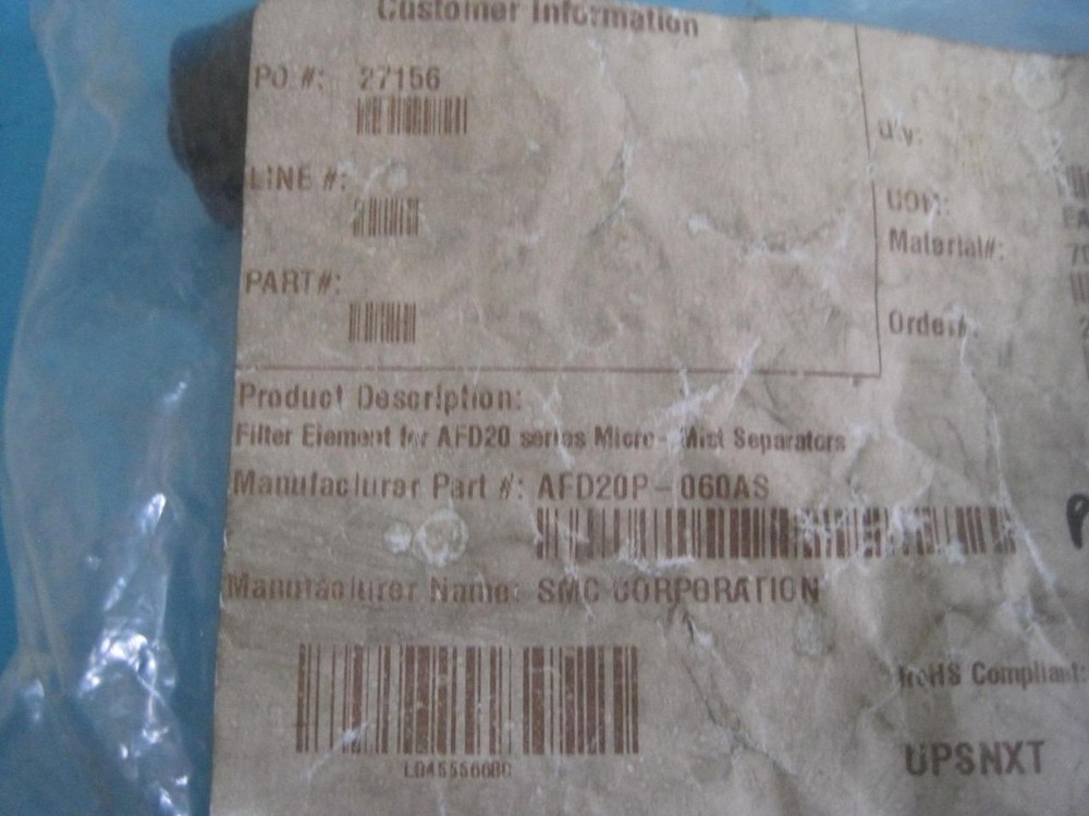 NEW SMC AFD20P-060AS FILTER ELEMENT FOR AFD20 SERIES MICRO MIST SEPARATOR