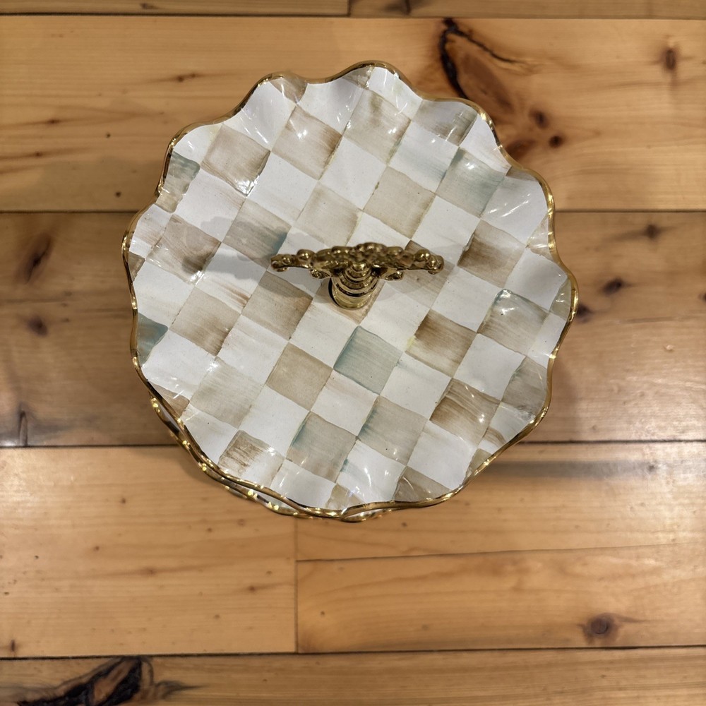 Mackenzie Child’s Parchment Check Ceramic Three Tier Stand