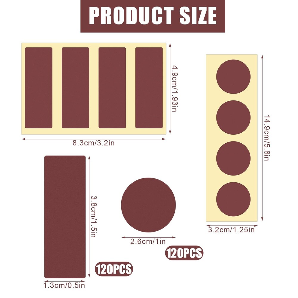 120pcs Adhesive Match Striker Papers Round and Rectangle Stickers