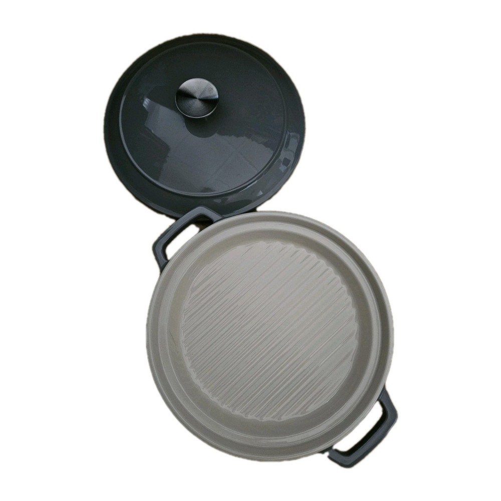 Kitchen Servappetit Grill Pan W/ Lid Ceramic 10" Stackable Gray New MSRP $40