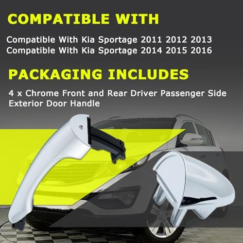 4 Pcs Chrome Front and Rear Driver Passenger Side Exterior Door Handle