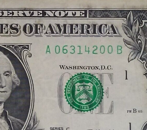 2017 A Serial Number Insufficient Light Inking Error On All Digits