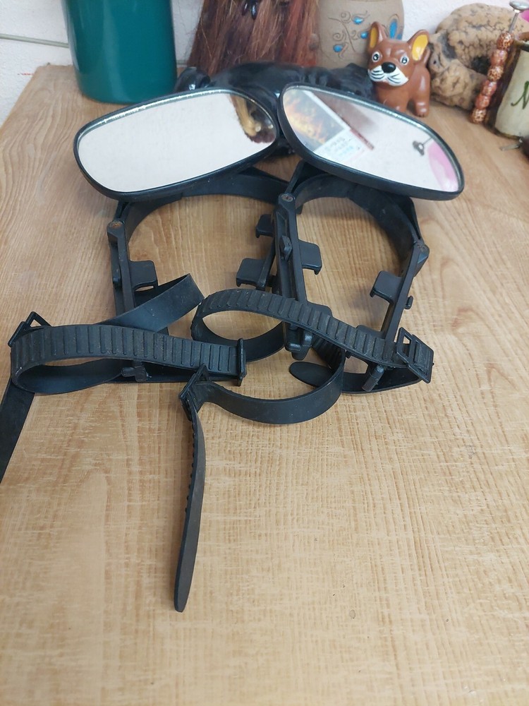 Pair of strap On Side view Mirrors Rubber Straps polyway older set