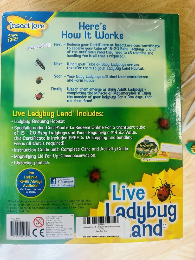 Lady Bug Land Dome Insect Lore Lady Bug Life Cycle figures, No certificate/cap