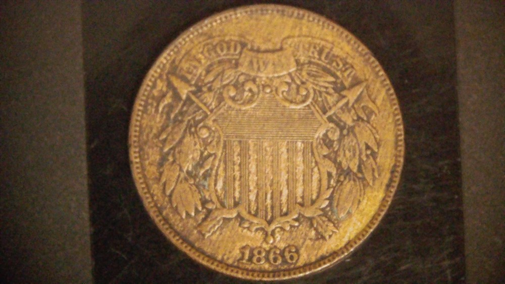 1866 U.S. TWO CENT COPPER COIN! NICE
