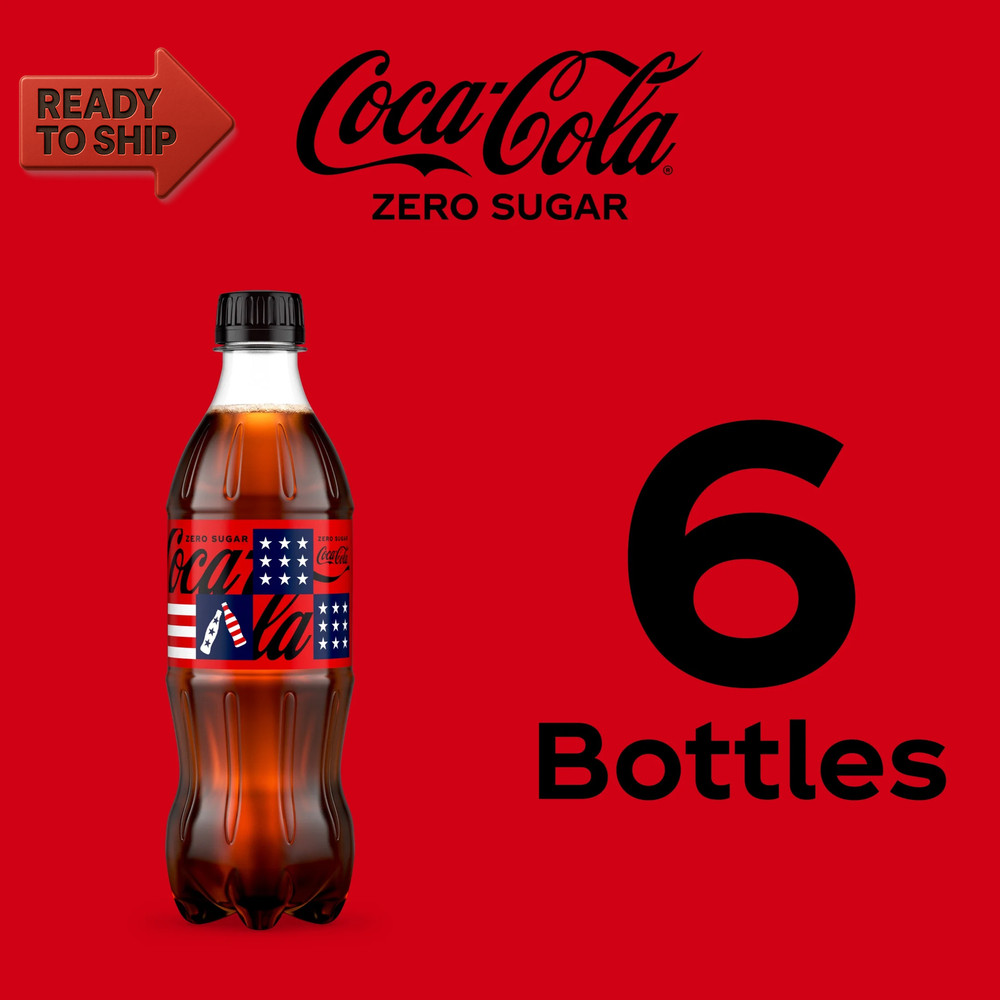 Zero Sugar Soda Pop Bottles, 16.9 Fl Oz, 6 Pack