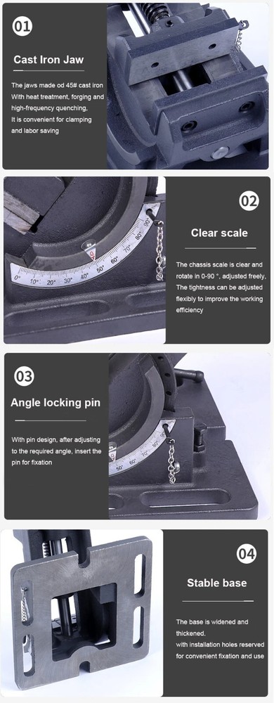 Metal Tilting Machine Vise Precision Bench Drilling Milling Adjustable Tools