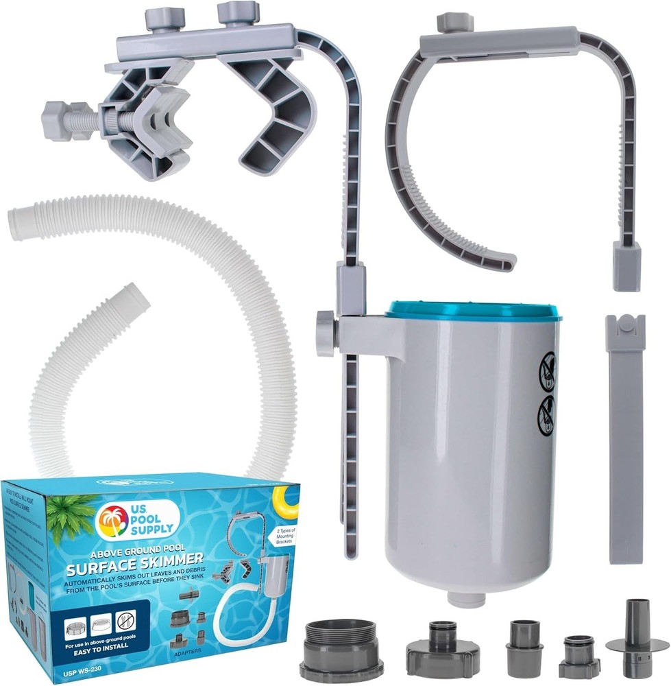 Efficient Floating Pool Skimmer - Includes 5 Adapters for Easy Installation