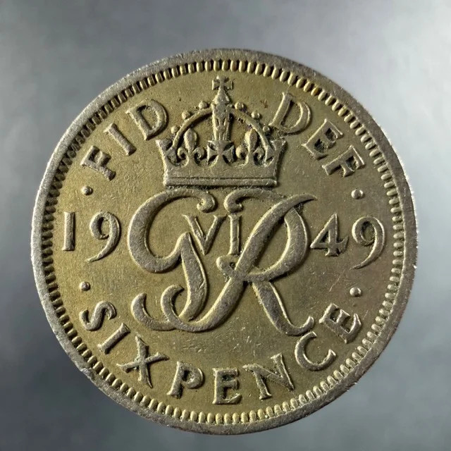1949 Great Britain Sixpence George VI Copper-Nickel Sharp Features