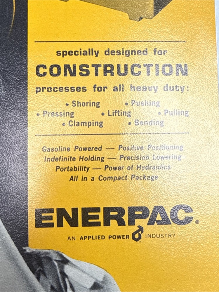 Vintage Enerpac Tools Catalog Hydraulic Pump 🇺🇸 Excellent