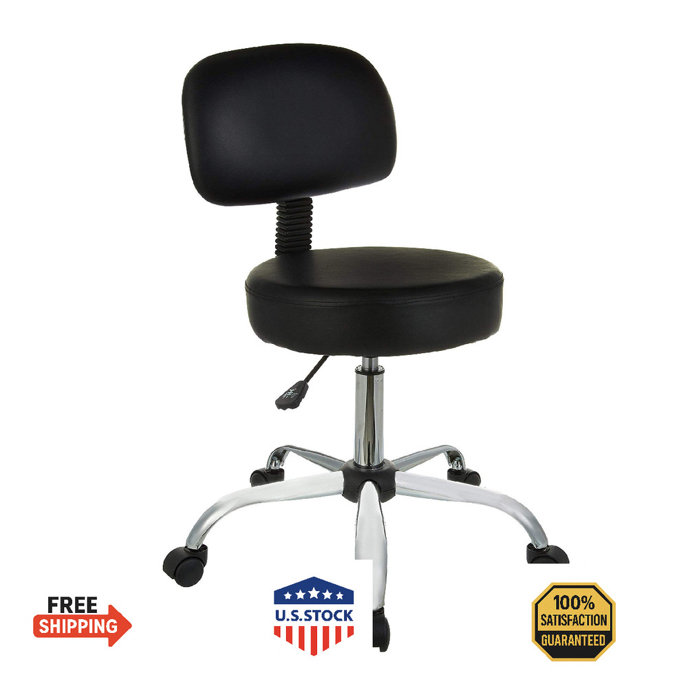 Amazon Basics Drafting Spa Bar Stool w/ Back Support & Wheels - Black