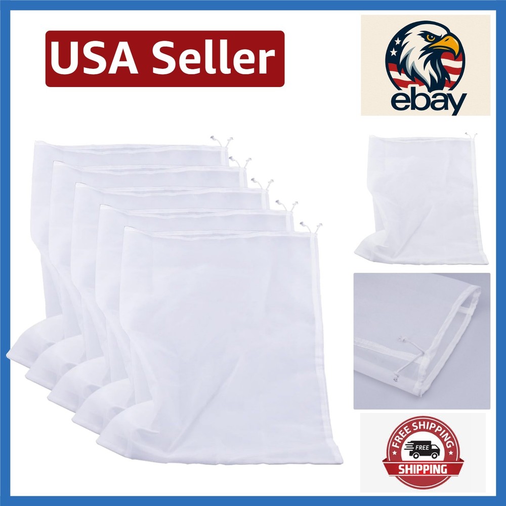 Durable 75 Micron Fine Mesh Straining Bags - 5 Packs for Versatile Kitchen Use