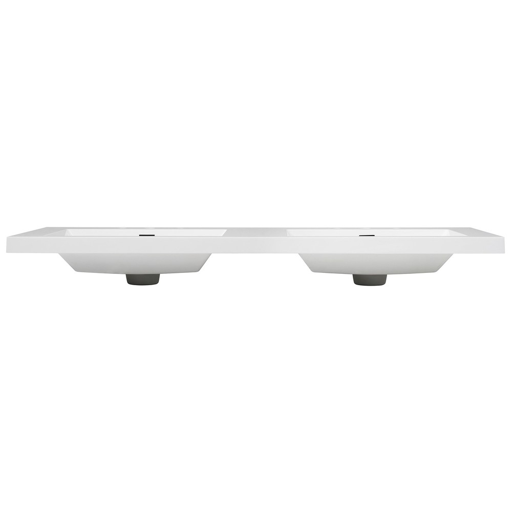 60" Resin Basin for Bathroom Vanity, with Undermount Rectangular Double Sinks, 8