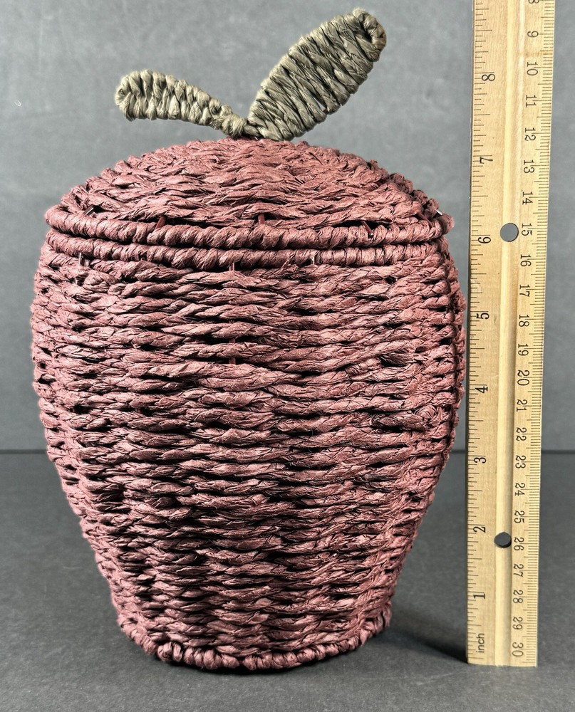 Apple Shaped Wicker Style Decorative Basket