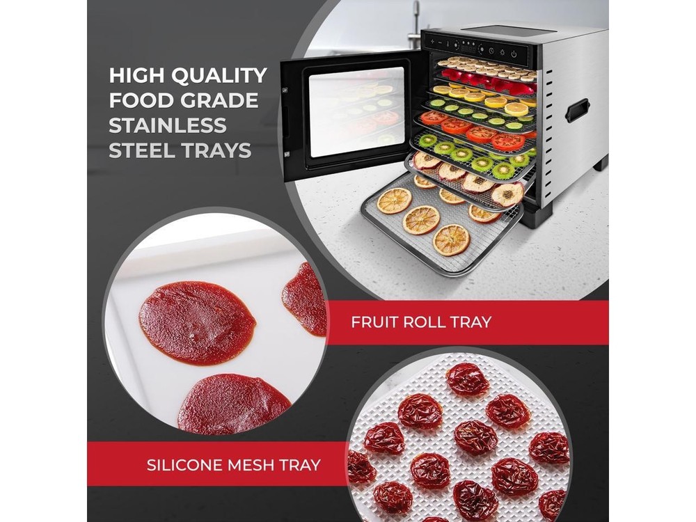 Rosewill Food Dehydrator Machine, 8 Stackable Trays with Adjustable 48H Timer an