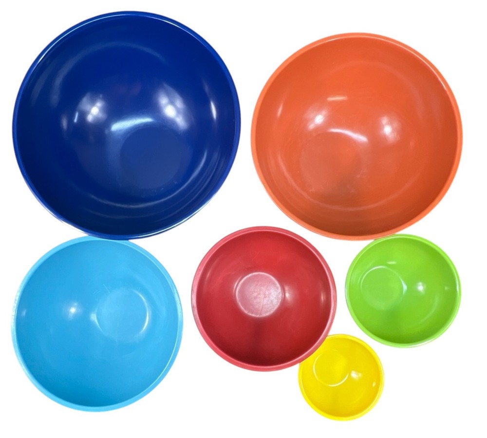 Nesting Mixing Bowls Set 6 Unbranded Rainbow Colors Melamine Plastic
