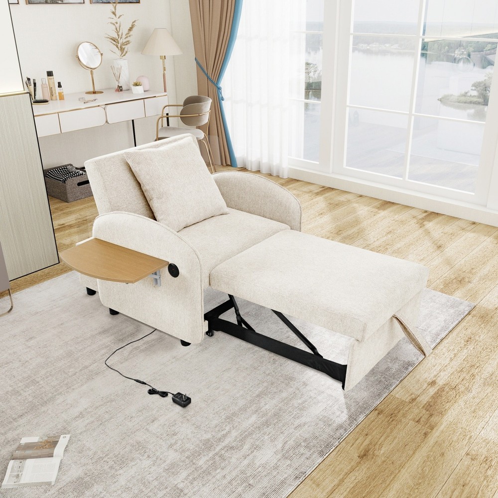 Convertible Sofa Bed Chair 3 in 1 Pull-out Sofa Bed w/ Computer Board & USB Port